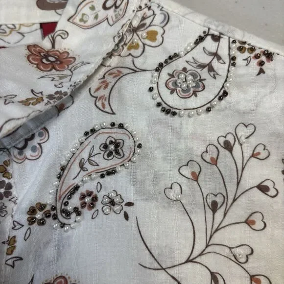 Panhandle Slim Womens XL White Paisley Western Rodeo Ranchwear Cowgirl Fit Shirt - Picture 10 of 16